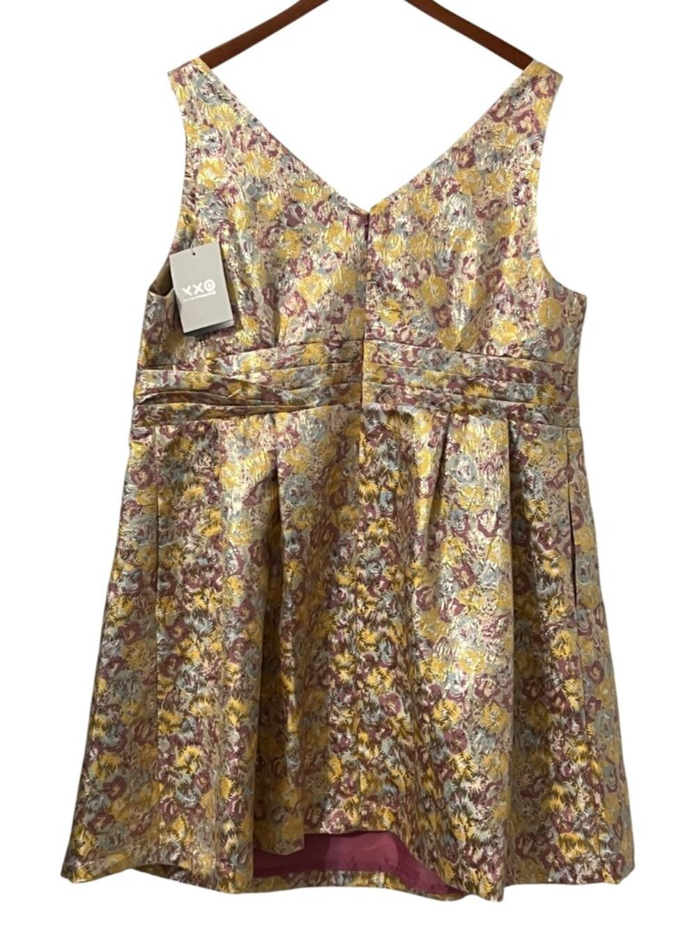 Zac Posen Target Metallic Brocade Cocktail Dress Size 20W Gold Pink Party Plus - Picture 3 of 11